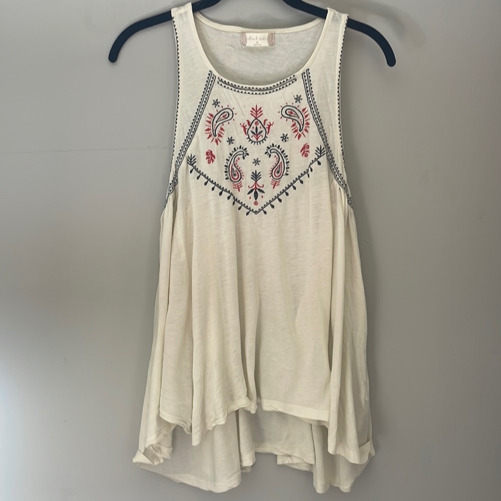 ALTAR’D STATE BOHO CREAM EMBROIDERED TANK